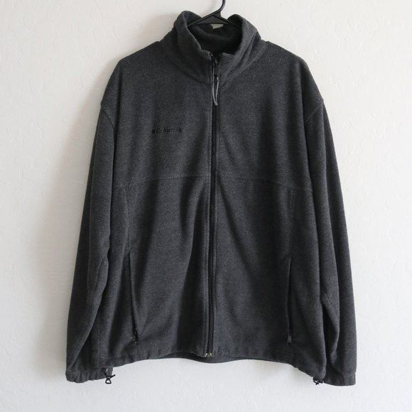 Columbia Fleece Sweater Gray Mens Large Full Zip Jacket - Picture 1 of 8